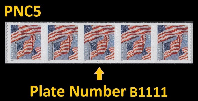 US 5656 Flags forever PNC5 BCA B1111 (from coil of 100) MNH 2022 