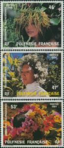French Polynesia 1984 Sc#400-402,SG433-435 Floral Headdresses set MNH