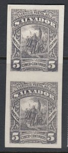 El Salvador 1892 5c Grey Vertical Plate Proof Pair. Scott 63 var