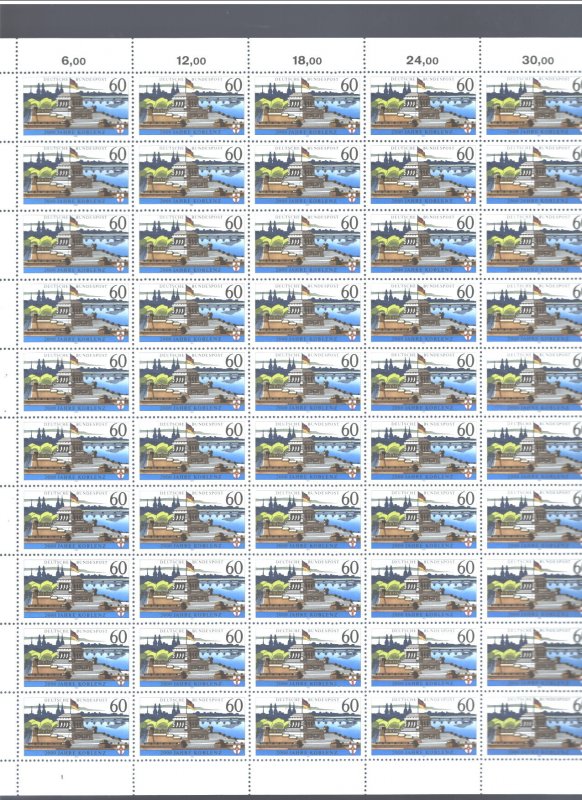 GERMANY 1992 #1696, FULL SHEET@ $20.00 or SINGLE STAMP @$0.70  MNH