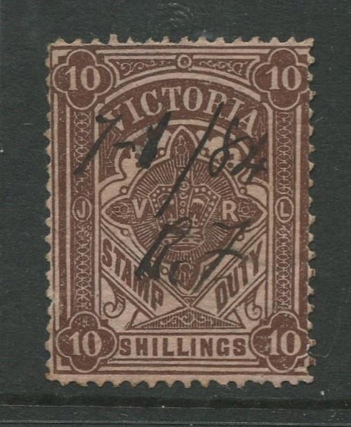 STAMP STATION PERTH: Australia Victoria #? Used 1879? Single 10/- Stamp