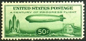 Sc# C18 MNH 50c Zeppelin  Ex centering