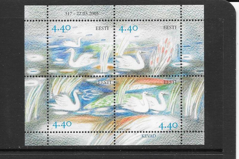 BIRDS - ESTONIA #508 SWANS  MNH