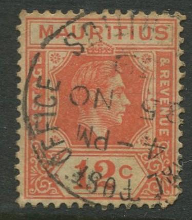 Mauritius - Scott 216 - KGVI Definitive Issue -1938 - FU -Single 12c Stamp