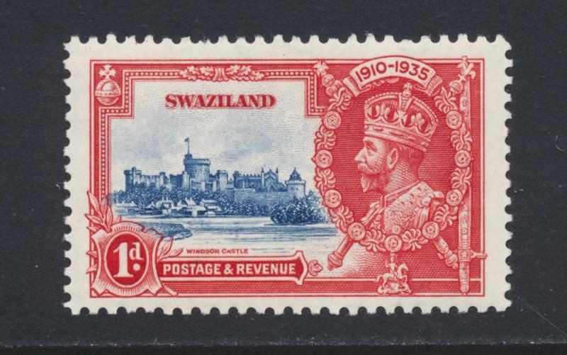 SWAZILAND 1935 SILVER JUBILEE 1d FLAGSTAFF ON RIGHT TURRET NH SG#21d SEE BELOW