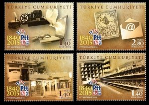 Turkey 2015 MNH Stamps Scott 3462-3465 175 Years of Turkish Post History Letter