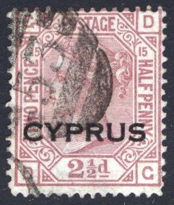 Cyprus 1880 2.5d Rosey Mauve Plate 15 SG 3 Scott 3 VFU Cat £38($50)