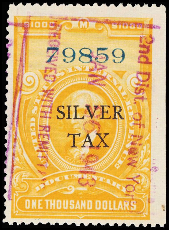 U.S. REV. Silver TAX Rg23 Used (ID 110137) United States, Revenues