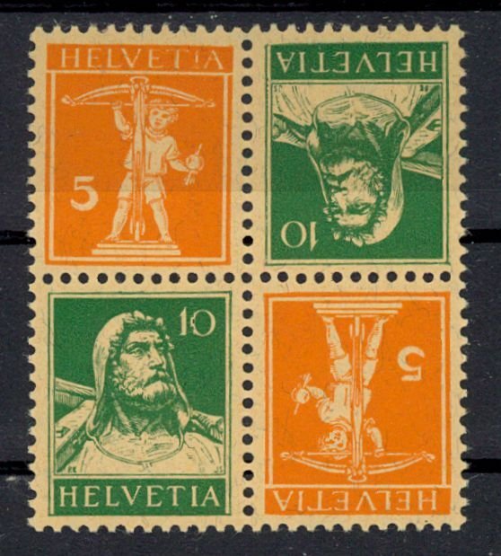 SWITZERLAND,  SE-TENANT or TETE-BECHE STAMP IN PAIR (LIKE BLOCK OF 4) MNH