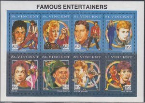 ST VINCENT Sc # 1564a-h MNH SHEET of 8 ENTERTAINERS - ELVIS, SINATRA, MADONNA