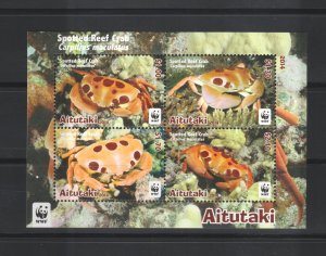 Aitutaki 2014 WWF Spotted Reef Crab Marine Life Animal Sc 626a M/s MNH