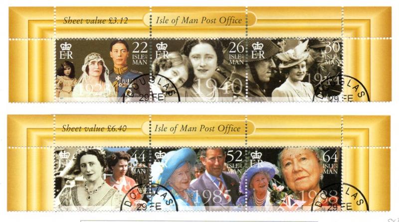 Isle of Man Sc 857-8 2000 Queen Mother 100 stamp set used