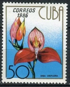 CUBA Sc# 2886  ORCHIDS Tropical Flowers 50c  1986 MNH