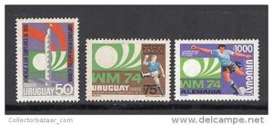 1974 SOCCER FOOTBALL WORLD CUP URUGUAY Sc#879-81 MNH STAMP CV$23