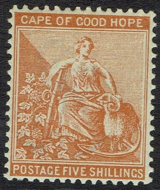 CAPE OF GOOD HOPE 1893 HOPE SEATED 5/- WMK ANCHOR