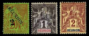 1891-1905 REUNION #32 & 34-35 - NEW & USED - F/VF - CV $9.75 (ESP#2349)