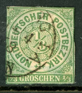 Germany States 1868 North German Confederation ⅓gr Green Scott #2 VFU G437