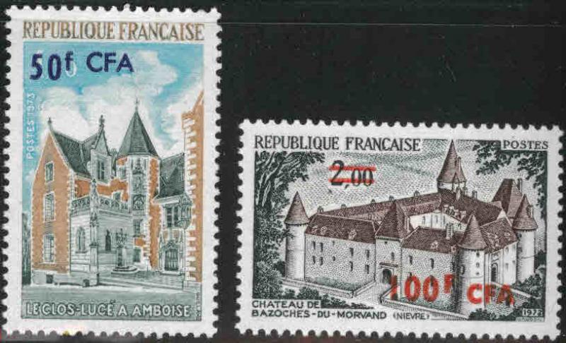REUNION Scott 387-388 MNH** CFA overprint set