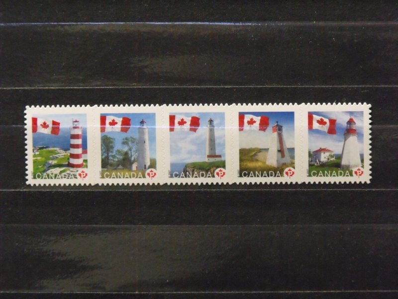 5246   CANADA   MNH # 2253i   Flag with Lighthouse Strip of 5       CV$ 12.50