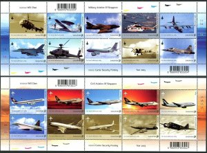 Singapore 1069-1070 aj sheets, MNH. Military, Civil craft, 2003.