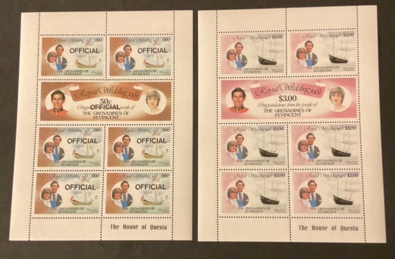 Stamps St Vincent Grenadines Scott #01 - 06 never hinged sheetlet