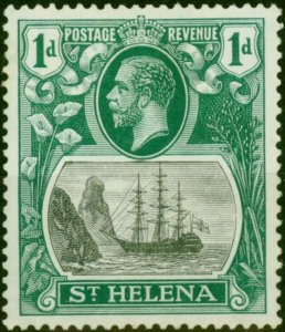 St Helena 1922 1d Grey & Green SG98a 'Broken Mainmast' Fine MM