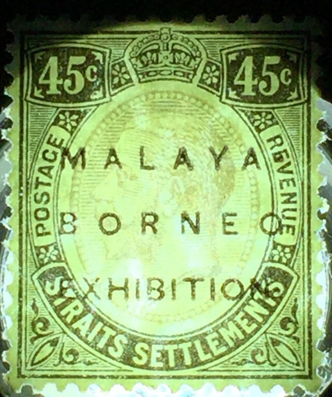 MALAYA-BORNEO EXHIBITION MBE opt STRAITS KGV 45c No Stop MNH MCCA SG#246f M5258