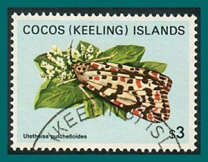 Cocos 1983 Butterflies Moths 2, $3 used #102,SG99