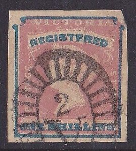 VICTORIA 1854 QV 'Registered' 1/- . SCARCE!!