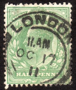 1904, Great Britain, 1/2p, Used, Sc 143, Sg 217