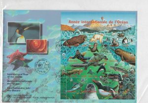 United Nations 1998 Int Year of the Ocean Large FDC Stamps Sheet Cover R 18826