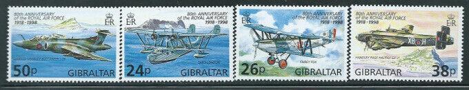 WD04/01/21-Gibraltar - 1998 - Royal Air Force 80th Anniversary 4 Sheet Set