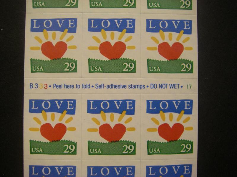 Scott 2813a, 29c Sunrise Love, #B333 17, Pane of 18, MNH Booklet Beauty