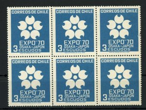 Chile Stamp Osaka Japan Expo '70 Block of 6 MNH #754