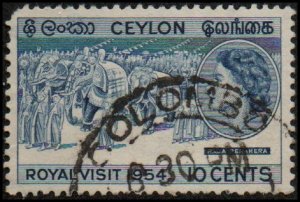 Ceylon 318 - Used - 10c Royal Procession (1954)