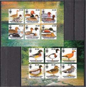 Mauritania, 2002 Cinderella issue. Ducks, 2 IMPERF sheets of 6. Scout Logo. ^