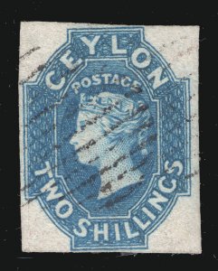 MOMEN: CEYLON SG #12 1859 IMPERF USED £1,300 LOT #66989*