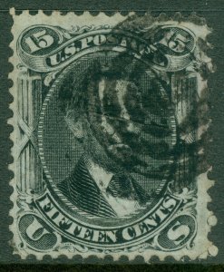 EDW1949SELL : USA 1868 Scott #98 Fine, Used. Bullseye cancel. Catalog $275.00.