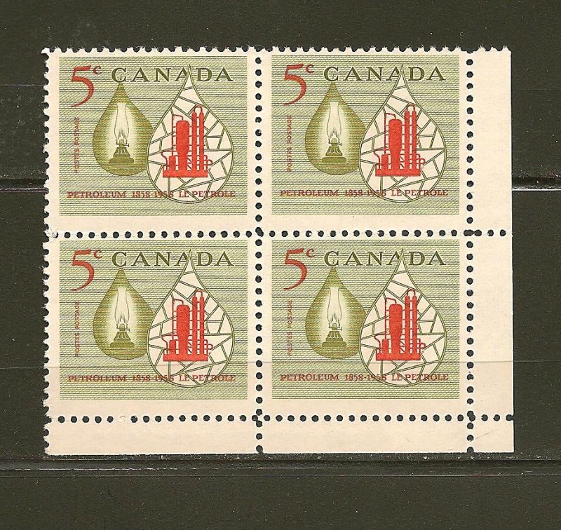 Canada 381 Oil Industry Lower Right Block of 4 MNH