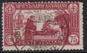 Sc# 263a Italy 1931 St. Anthony's Death 75 cent perf 12 issue CV $375.00 Stk #2