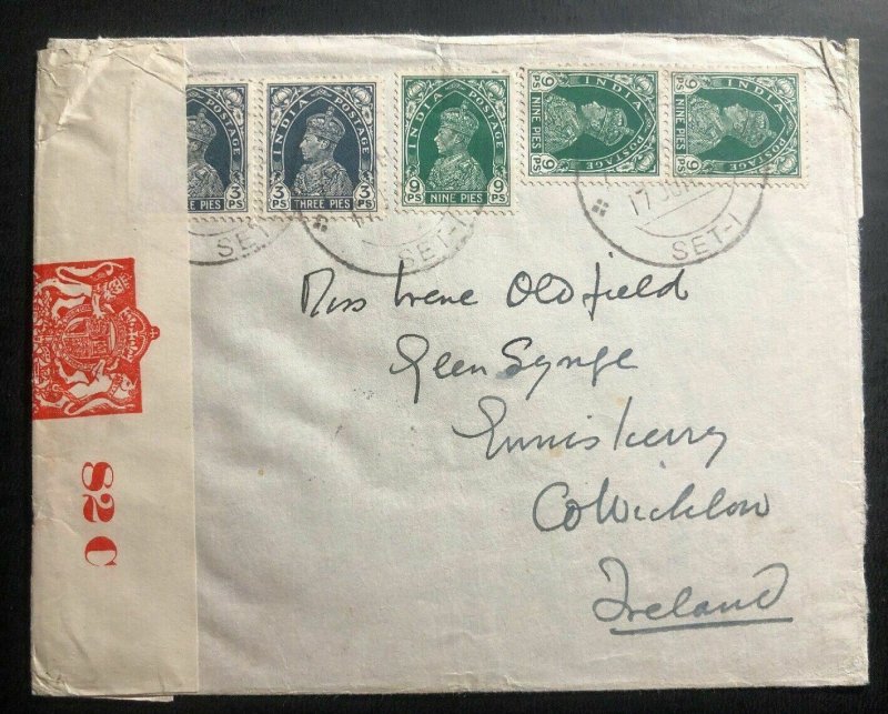 1949 Madras India Censored Railway Co Cover To Enniskerry Ireland