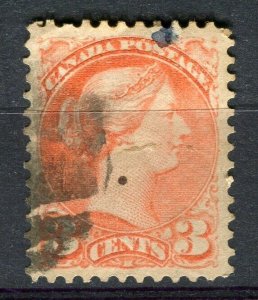 CANADA; 1870 classic QV Small Head issue fine used Shade of 3c. value