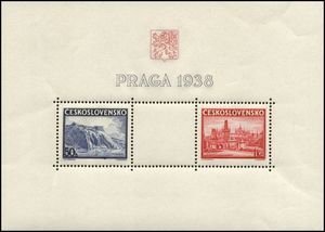 Czechoslovakia 1938,Sc.#251 MNH souvenir sheet, Stamp exhibition Praga 1938