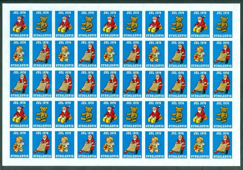 Denmark. 1976 Southslesvig Christmas Sheet MNH. Unfolded. Santa,Teddy Bear,Child