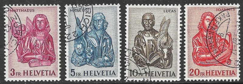 SWITZERLAND 1961 EVANGELISTS SAINTS Set Scott Nos. 406-409 VFU