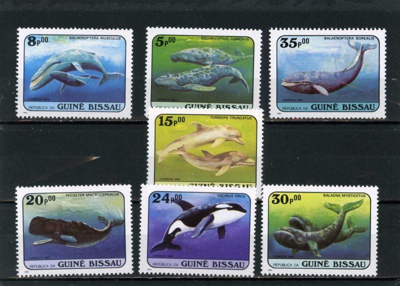 GUINEA BISSAU 1984 Sc#597-603 MARINE LIFE/WHALES SET OF 7 STAMPS MNH 