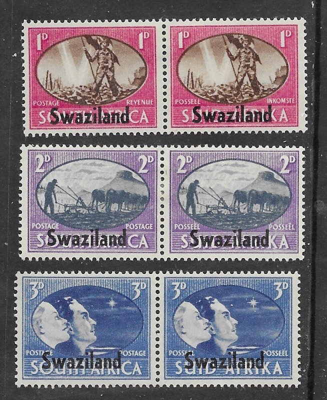 Swaziland # 38-40  Peace WWII - pairs   (3)  Unused LH