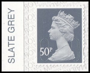 GB Machin Definitive Slate Grey 50p M19L colour tab single MNH 2019