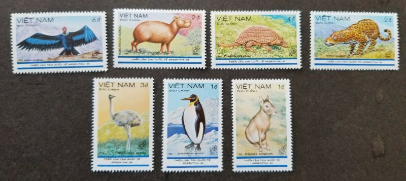 Vietnam Argentina '85 1985 Penguin Ostrich Big Cat Bird Fauna Wildlife stamp MNH