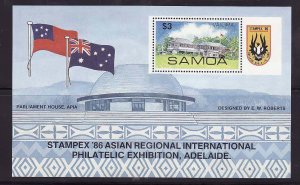 Samoa-Sc#679- id9-unused NH sheet-Flags-Stampex '86-1986-